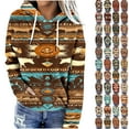thumbnail image 1 of Frostluinai Aztec Cow Westerna Hoodies for Women Vintage Ethnic Graphic Pullover Cowgirl Sweatshirts Casual Loose Hoodie with Pocket, 1 of 5
