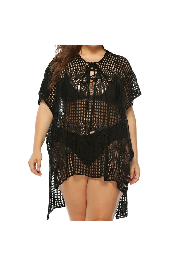 Bathing Suit Cover Ups For Women Crochet Dress Mesh Knitting Smock Tops Plus Size Sarong Swimsuit Coverups Bikini Cover-Up For Swimwear
