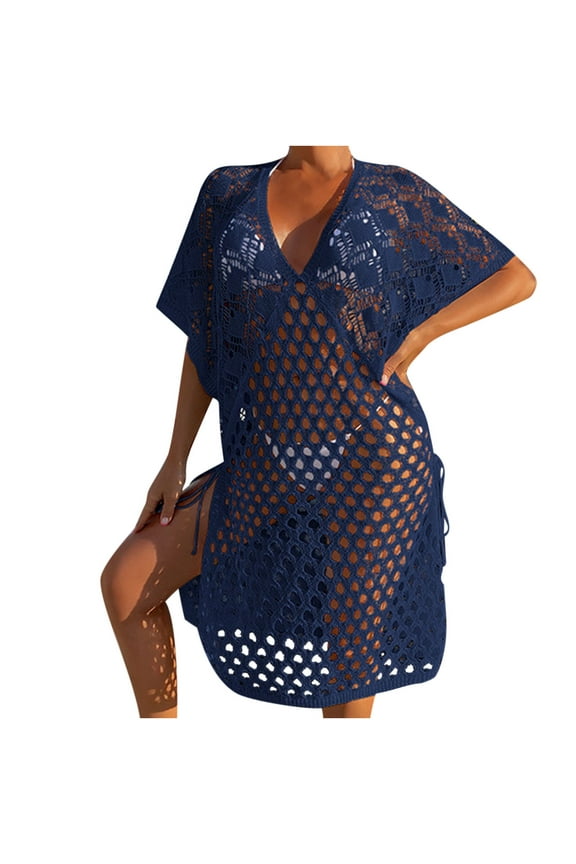 Bathing Suit Cover Ups For Women Lace Crochet Dress Mesh Knitting Smock Tops Plus Size Sarong Swimsuit Coverups For Beach Swimwear Bathing Suit