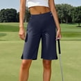 thumbnail image 1 of Frostluinai Bermuda Shorts for Women with Pocket Womens Solid Yoga Sporty Shorts High Waisted Long Shorts for Running Workout Athletic, 1 of 9