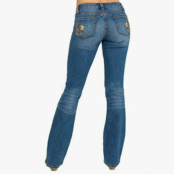 Frostluinai Bootcut Jeans for Women Low Rise Straight Leg Jeans Pants Solid Color Casual Denim Pants Lightweight Work Jeans with Pocket