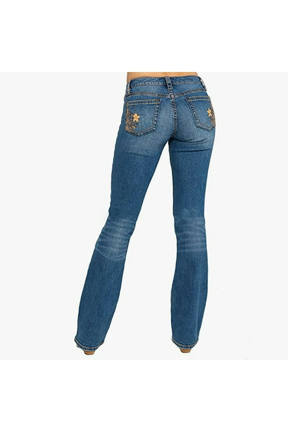 Bootcut Jeans for Women Low Rise Straight Leg Jeans Pants Solid Color Casual Denim Pants Lightweight Work Jeans with Pocket
