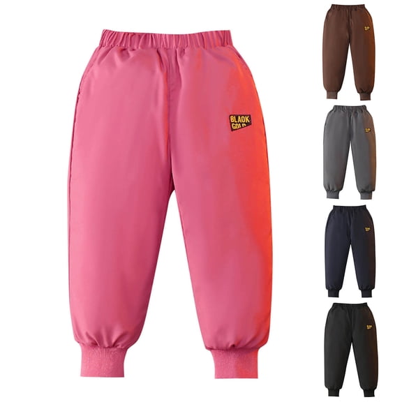 Frostluinai Boy's Winter Puffer Pants Sherpa Lined Sweatpants Thicken Warm Fleece Pants Sports Jogger Pants Outdoor Bottoms 3-15Y