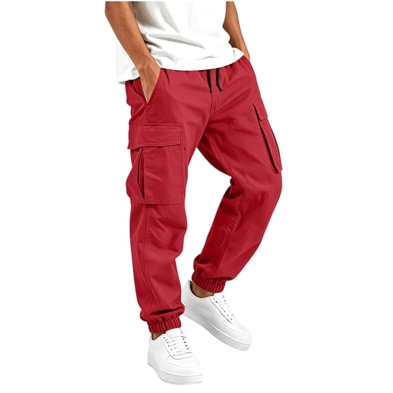 Frostluinai Boys Cargo Pants Cotton Elastic Waist Casual Cinch Bottom Jogger 5-15 Years with Pockets Elastic Waistband Outdoor Activities School Casual Wear