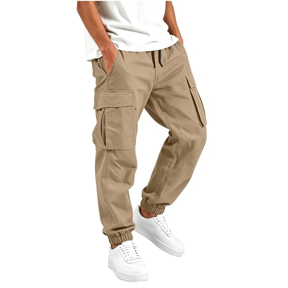 Frostluinai Boys Cargo Pants Cotton Elastic Waist Casual Cinch Bottom Jogger 5-15 Years with Pockets Elastic Waistband Outdoor Activities School Casual Wear