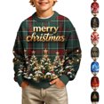 thumbnail image 1 of Frostluinai Boys Christmas Tree Sweaters Lightweight Xmas Party Sweater Tops Crew Neck Long Sleeve Funny Graphic Pullover 5-16 Years, 1 of 8