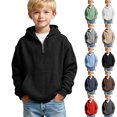 thumbnail image 1 of Frostluinai Boys' Hoodies Pullover Quarter Zip Casaul Long Sleeve Waffle Knit Hooded Sweatshirt Solid Hoodie with Pockets 4-14 Years, 1 of 7