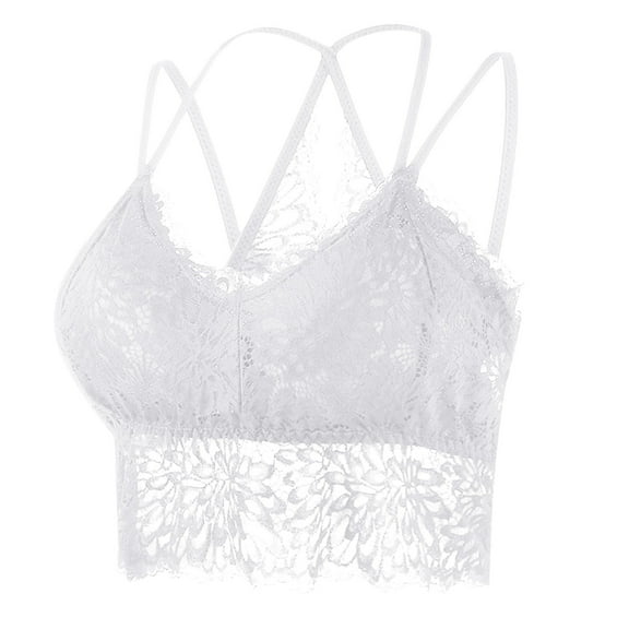 Frostluinai Bralettes for Women Lace Cross Criss Back Camisoles V Neck Floral Crop Tops Solid Slim Fit Workout Camis Stretch Sport Bras