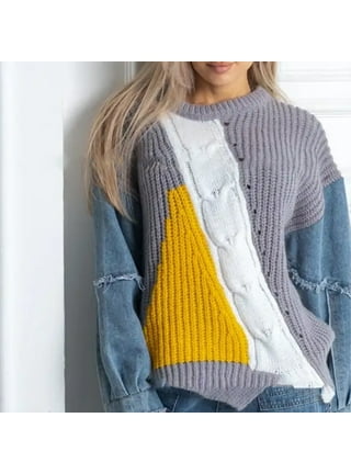Sweater with denim sleeves best sale