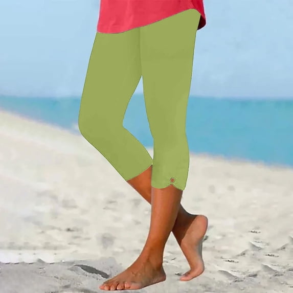 Frostluinai Capri Leggings Women Summer High Waist Capri Shorts Silm Fit Drawstring Skimmers Beach Solid Color Stretch Capris Womens Plus Size Capris