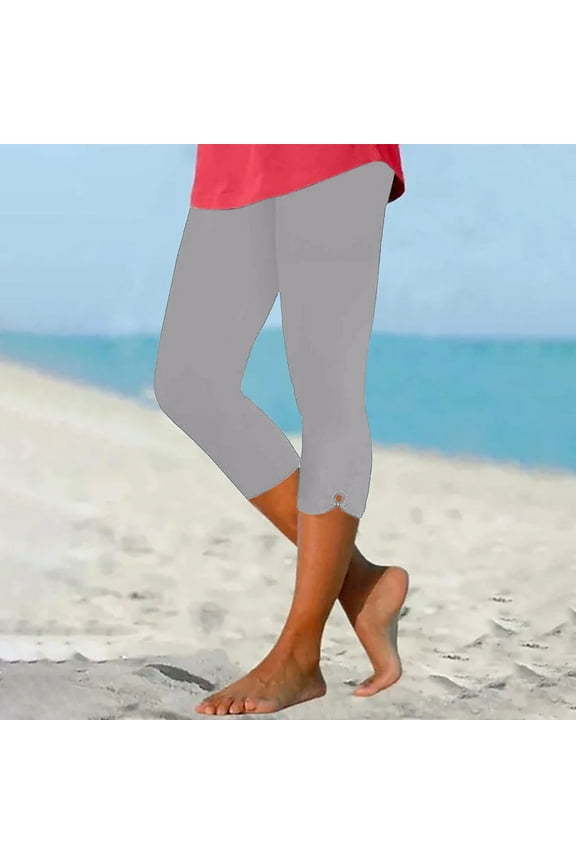 Capri Leggings Women Summer High Waist Capri Shorts Silm Fit Drawstring Skimmers Beach Solid Color Stretch Capris Womens Plus Size Capris