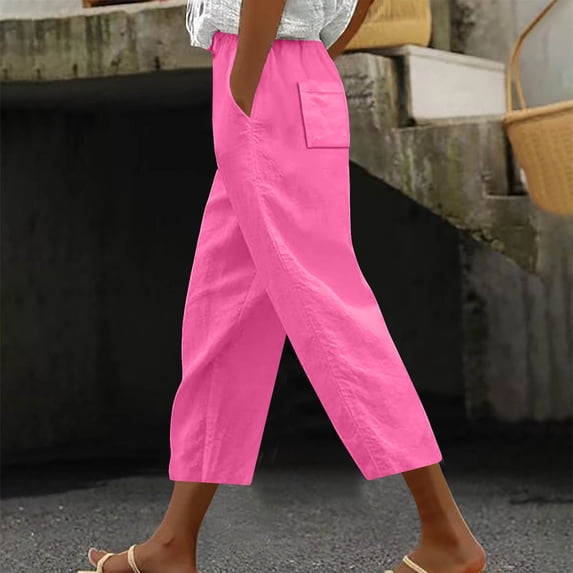 Frostluinai Capri Pants for Women Plus Size High Waist Capri Shorts Straight Leg Cotton Skimmers Sports Solid Color Lightweight Capris Plus Size Capris Gifts