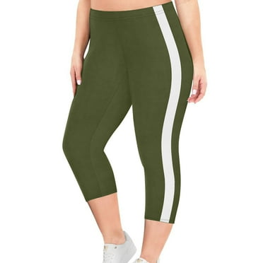 Frostluinai Capri Pants for Women Plus Size High Waist Stretch Yoga Workout Capris Comzy Solid Color Leggings Slim Fit Pants