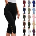thumbnail image 1 of Frostluinai Capri Yoga Pants for Women Stretchy High Waist Gym Leggings Solid Curved Hem Capris Slim Fit Sporty Pants Soft Capri Leggings, 1 of 9