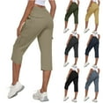 thumbnail image 1 of Frostluinai Cargo Capris for Women High Waist Quick Dry Joggers Solid Lightweight Hiking Pants Baggy Casual Ourdoor Capris with Pokcet, 1 of 1