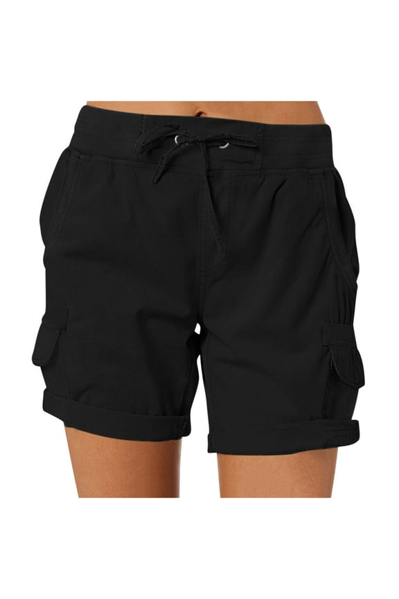 Cargo Shorts For Women High Waist Straps Loose Fit Pocket A-Line Wide Leg Casual Pants Outdoor Cargo Shorts