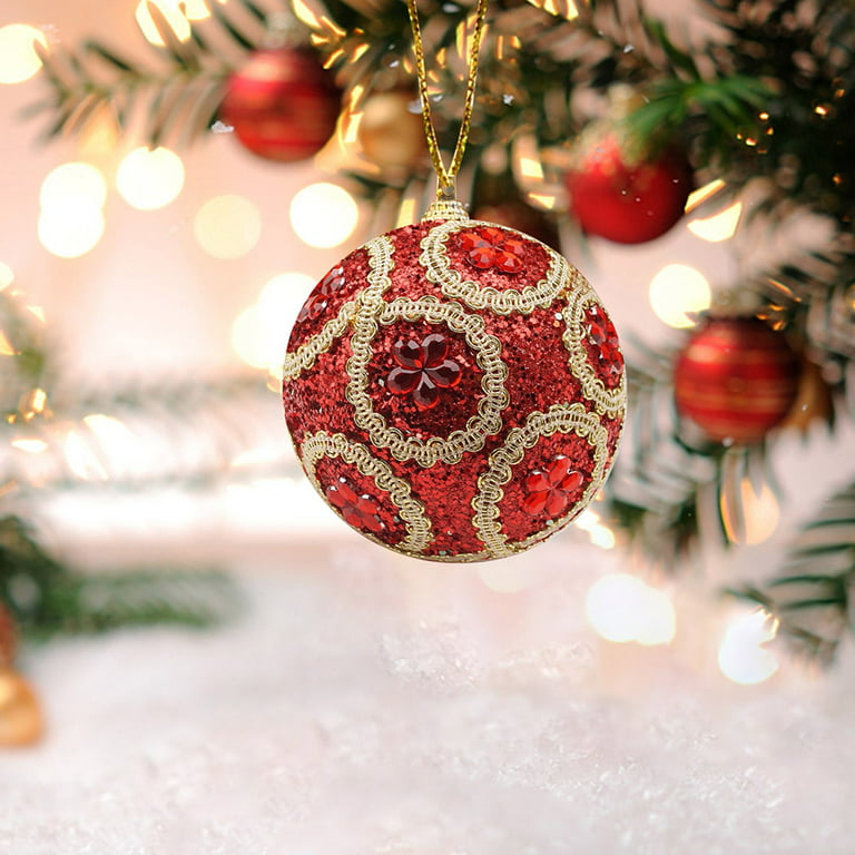 Frostluinai Christmas Gift Deals 2023! Christmas Balls Ornaments, 80mm/3.15 inch Shatterproof Foam Christmas Decorations, Sticking Drill Glitter