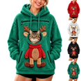 thumbnail image 1 of Frostluinai Christmas Hoodies for Women Fuzzy Fleece Pet Holding Pocket Hoodies Xmas Reindeer Print Cats Dogs Carrier Pouch Pullover S-XXL, 1 of 7