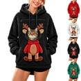 thumbnail image 1 of Frostluinai Christmas Hoodies for Women Fuzzy Fleece Pet Holding Pocket Hoodies Xmas Reindeer Print Cats Dogs Carrier Pouch Pullover S-XXL, 1 of 7