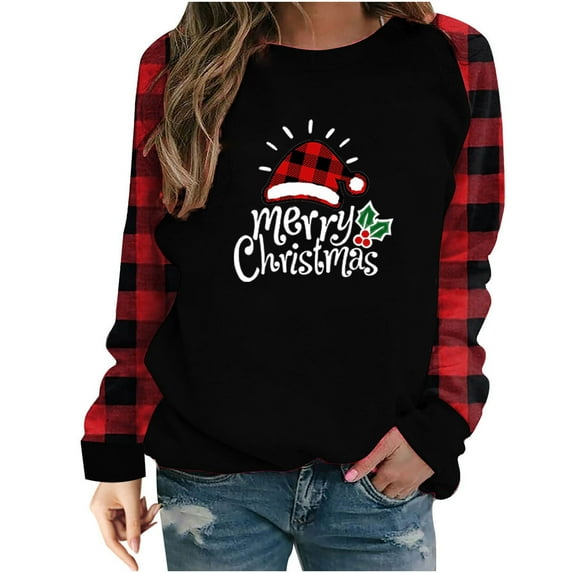 Frostluinai Christmas Print Long Sleeve Pullover Sweatshirt, (Women's) Sizes M-XXXL