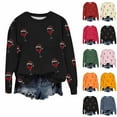 thumbnail image 1 of Frostluinai Christmas Shirts for Women Crew Neck Long Sleeve Xmas Graphic Pullover Tops Casual Loose Ugly Sweat Shirts for Ladies, 1 of 5