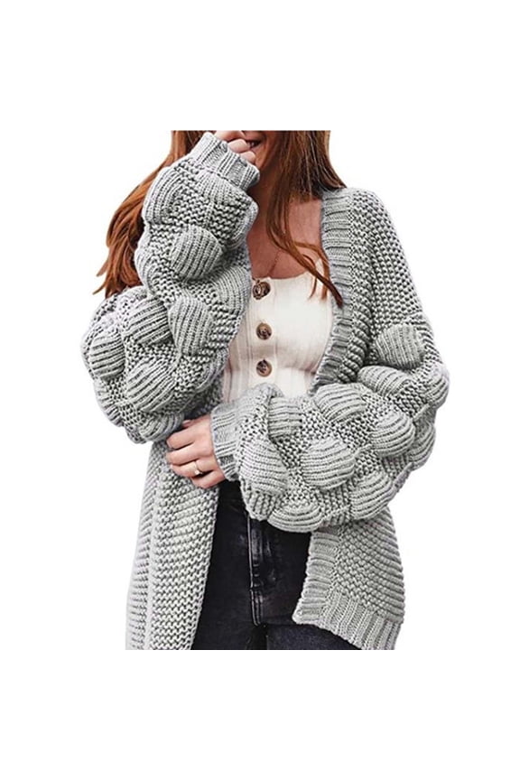 Chunky Sweater Cardigans for Women Open Front Oversized Knit Cardigans Long Sleeve Drop Shoulder Textured Cardigan Coats