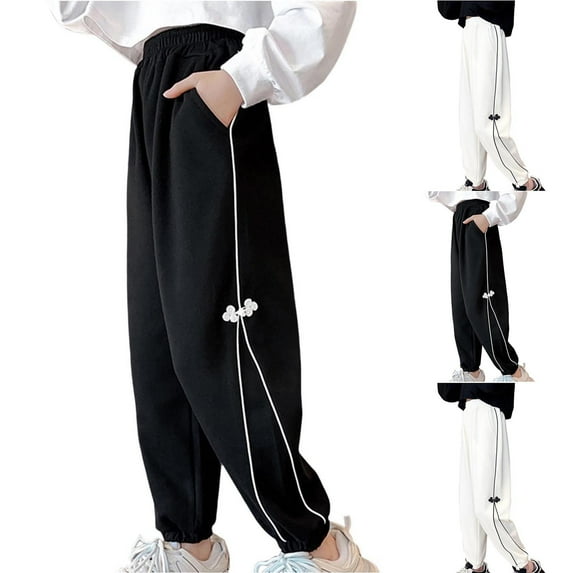 Frostluinai Cinch Bottom Sweatpants Kids Girls Boys 3-13Y High Elastic Waist Baggy Joggers Solid Casual Athletic Sweat Pants with Pocket