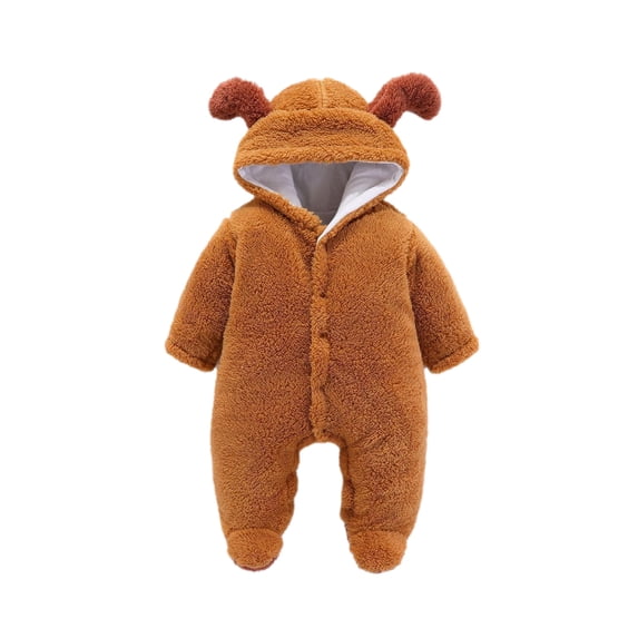 Frostluinai Clearance Items!Teddy Bear Onesie Baby Newborn Snowsuit Cute Winter Coat Warm Hooded Footie Fleece Jumpsuit Rompers For Infant Girls Boys