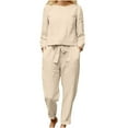 thumbnail image 1 of Frostluinai Clearance Items！Sweaters For Women Fall Fashion 20222Pc Fashion Woman O-Neck Solid Long Sleeve Blouse +Loose Pants Sets, 1 of 1