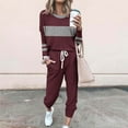 thumbnail image 1 of Frostluinai Color Block Sweatsuits for Women Long Sleeve Casual Shirts Baggy Jogger Pants Plus Size Comzy Tracksuits with Pocket Gifts, 1 of 5