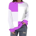 thumbnail image 1 of Frostluinai Color Block Tops for Women Long Sleeve Drop Shoulder T Shirts Round Neck Oversized Shirts Loose Fit Y2K Sweatshirts for Teen Girls, 1 of 3