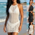 thumbnail image 1 of Frostluinai Cover Up Swimsuit for Women Crochet Sleeveless Beach Coverups Swimwear Backless Hollow Out Bathing Suits Beach Dress, 1 of 7