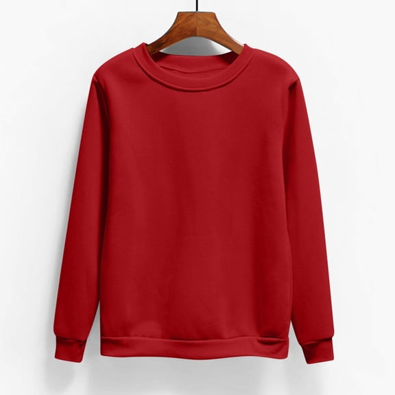 Frostluinai Crew Neck Sweatshirts Women Long Sleeve Casual Loose Pullover Plus Size Solid Color Fall Sweat Shirts Lightweight Sweatshirts