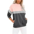thumbnail image 1 of Frostluinai Crew Neck Sweatshirts for Women Trendy Color Block Pullover Tops Long Sleeve Casual Sweat Shirts Womens Sweatshirts with Pocket, 1 of 4