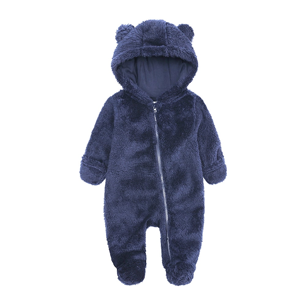 Frostluinai Cute Baby Girls' Fleece Footed Jumpsuit Baby Boy Snowsuit New Born Baby Winter Coat