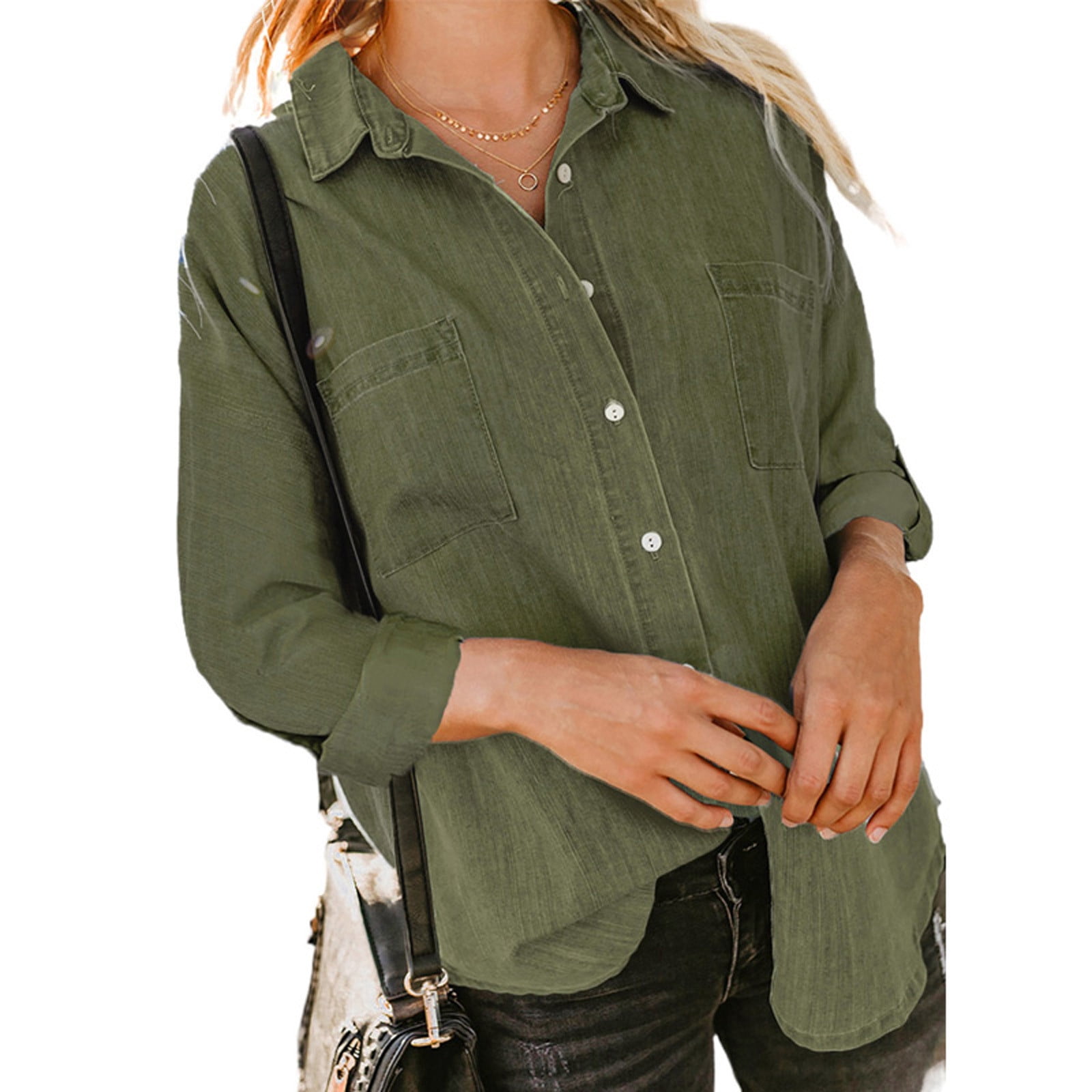 Donna Cotton Denim Relaxed Button-Up Croped main image 1