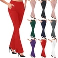 thumbnail image 1 of Frostluinai Dress Pants for Women High Waist Slit Bootcut Pants Solid Slim Fit Sport Flare Pants Stretchy Causal Dressy Pants with Pocket, 1 of 6