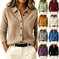 thumbnail image 1 of Frostluinai Fall Cardigan Sweaters for Women Button Front Lapel Collared Knit Cardigans Long Sleeve Solid Lightweight Jacket S-XXL, 1 of 6