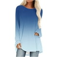 thumbnail image 1 of Frostluinai Fall Clothes For Women 2022 Sweaters Plus Size Tunic Top For Women Casual Gradient Printed Long Sleeve Crewneck Buttons Side Tops Irregular Pullover Blouse Tops, 1 of 5