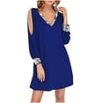 thumbnail image 1 of Frostluinai Fall Dresses For Women 2022 Homecoming Dresses Plus Size Dress For Women Wedding Guest V Neck Off Shoulder Long Sleeve Knee Length Casual Mini Dress, 1 of 1