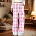 thumbnail image 1 of Frostluinai Flannel Pajama Pants for Women Flush Plaid PJ Pants Elastic Waist Fleece Pj Lounge Trousers for Fall Winter with Pocket, 1 of 4
