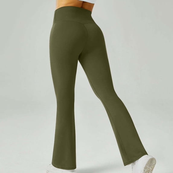 Frostluinai Flare Yoga Leggings for Women High Waist Butt Lifting Workout Pants Solid Color Wide Leg Pants Stretchy Bootcut Leggings