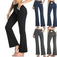 thumbnail image 1 of Frostluinai Flare Yoga Pants for Women with Pockets High Waist Strtch Bootcut Pnats Solid Casual Bell Bottom Trousers for Activewear, 1 of 8