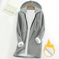 thumbnail image 1 of Frostluinai Fleece Lined Hoodie for Women Long Zipper Hoodies Zip Up Oversized Sweatshirts Solid Warm Winter Coats with Pockets, 1 of 9