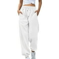 thumbnail image 1 of Frostluinai Fleece Sweatpants for Women Elastic High Drawstring Baggy Hiking Pants Solid Color Loose Fit Sweatpants Comzy Pants with Pockets, 1 of 4