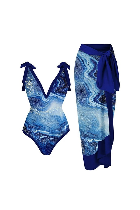 Floral Print One-Piece Lace-Up Swimsuit, (Women's)