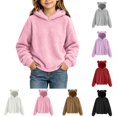 thumbnail image 1 of Frostluinai Fuzzy Fleece Hoodie for Girl 4-15 Years Warm Fluffy Sweatshirts Long Sleeve Solid Casual Sweat Shirts for Fall Winter, 1 of 10