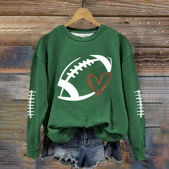 Frostluinai Game Day Football Sweatshirt Women Cute Graphic Pullover Tops Long SLeeve Crew Neck Sweat Shirts Casual Holiday T Shirts