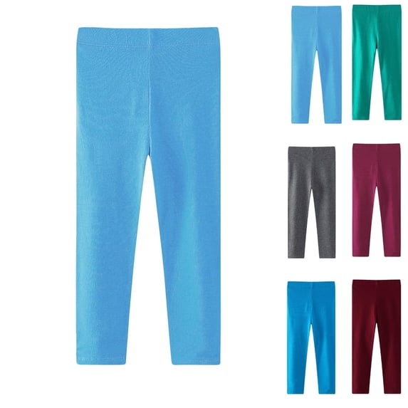 Frostluinai Girls Cotton Leggings Pants Full Length Basic Leggings Stretchy Legging Footless Tight Pants High Waist Solid Legging 2-8Y
