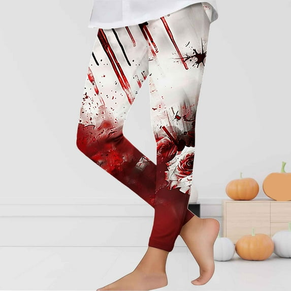 Frostluinai Girls Halloween Legging Spider Web Print Leggings Fancy High Waist Stretch Yoga Workout Legging Tights 3-8 Years